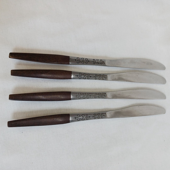 MCM Interpur Butter Table Knives 4 Brown Stainless Japan - Picture 1 of 3